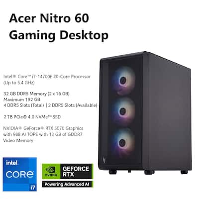 Acer Nitro 60 Gaming Desktop Intel Core i7 14700F 32GB DDR5 Memory Acer Nitro 60 Gaming Desktop Intel Core i7 14700F 32GB DDR5 Memory