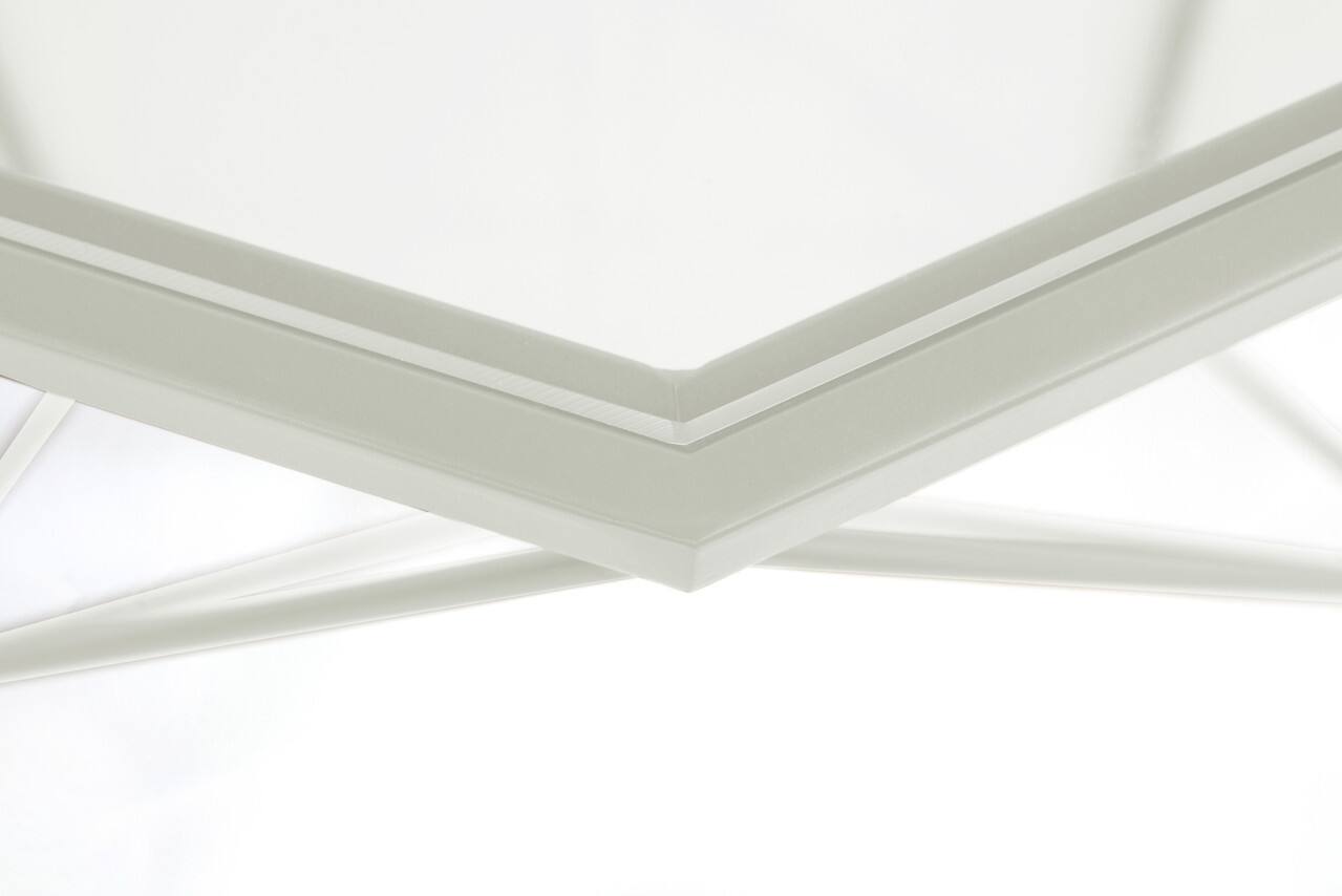 Alt View 2. LeisureMod - Malibu Contemporary Geometric Glass Top Coffee Table with Open-Frame Design and Powder Coated Base for Home and Office - White.