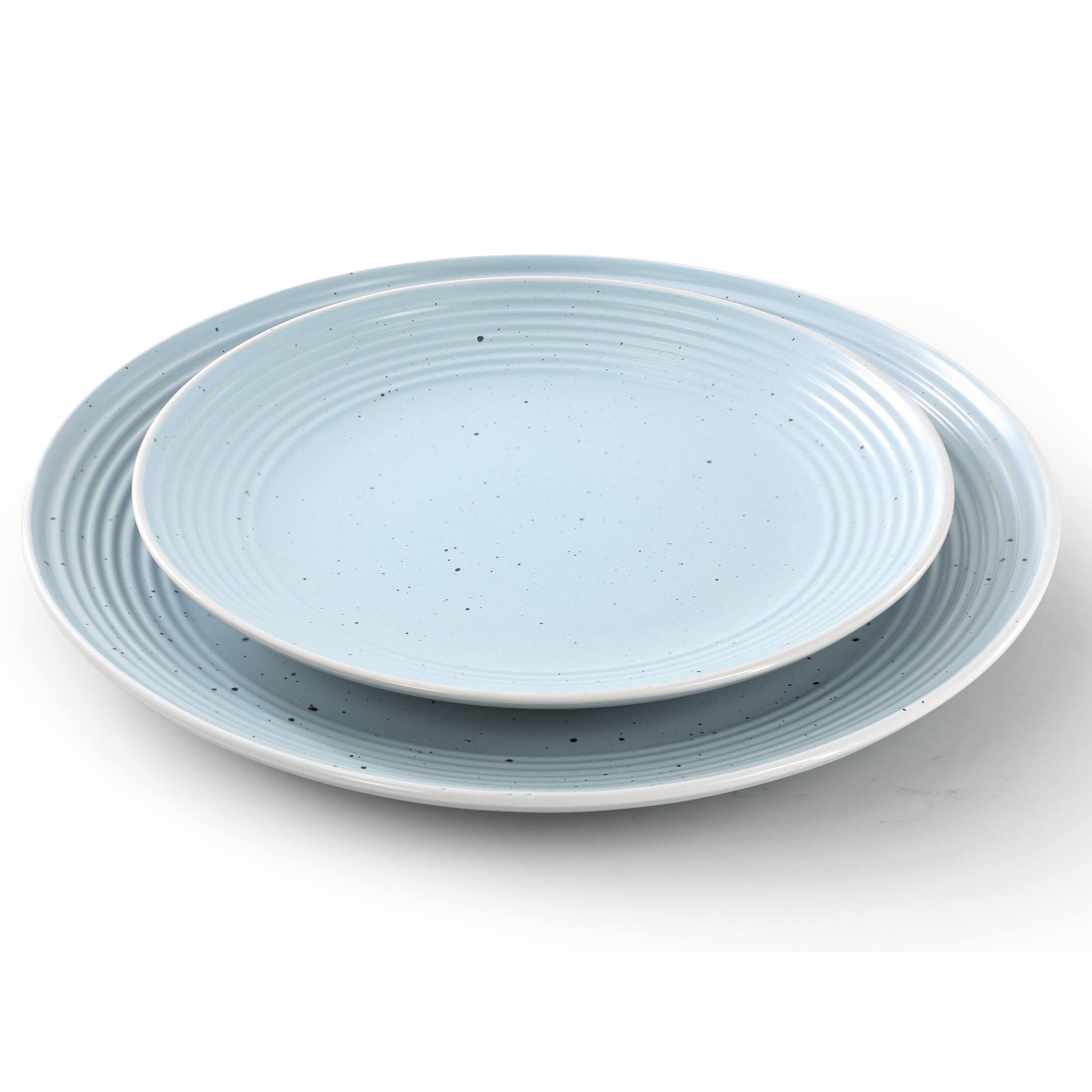 Alt View 1. Elama - Elama Emilia 16 Piece Double Bowl Stoneware Dinnerware Set in Light Blue - Light Blue.