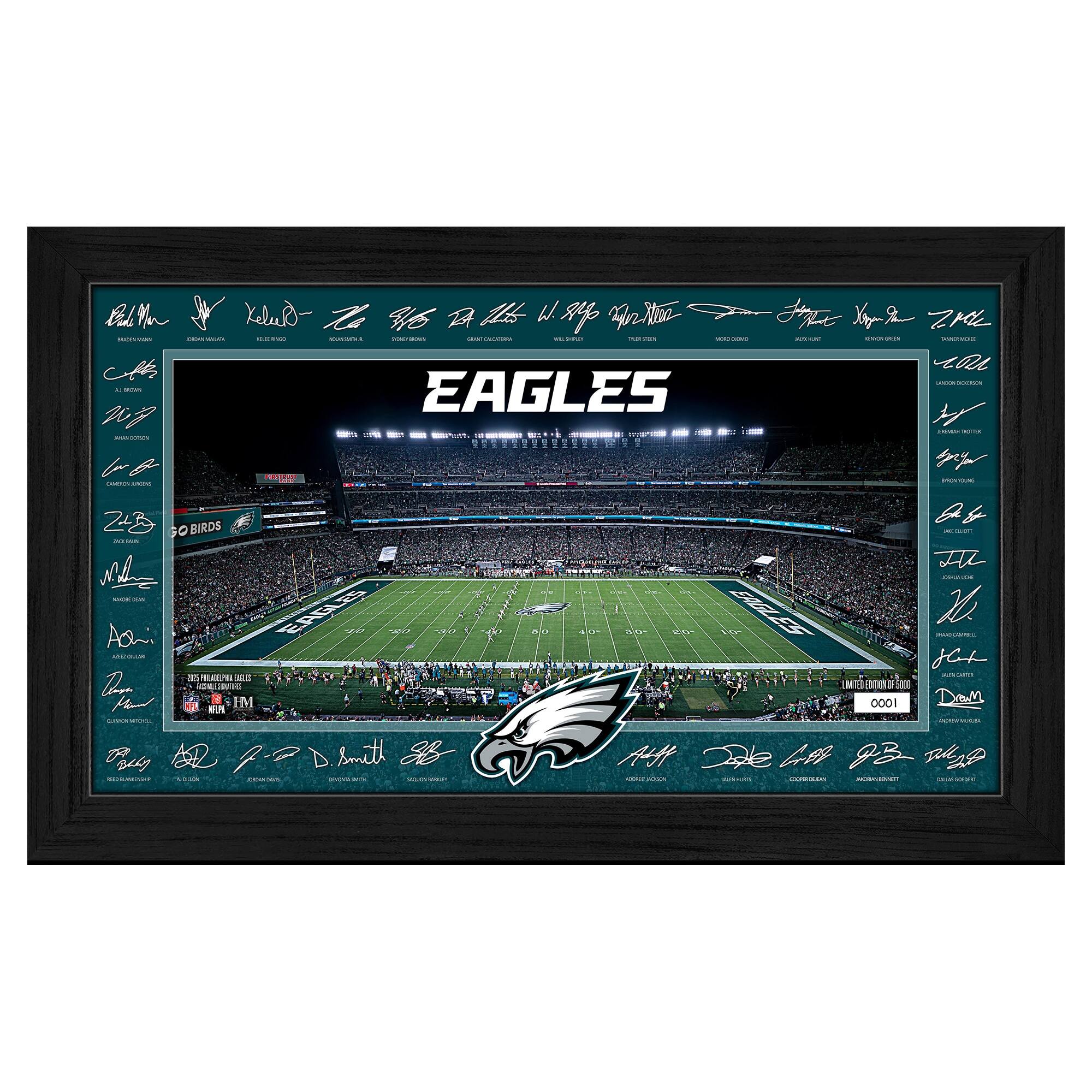 Highland Mint - Philadelphia Eagles 12" x 20" 2025 Signature Gridiron Panoramic Framed Photo - Multicolor