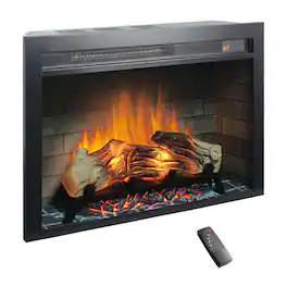 GOODSILO - 28 Inch Electric Fireplace Insert with Multi-Color Flames & Adjustable Brightness - Antique Black