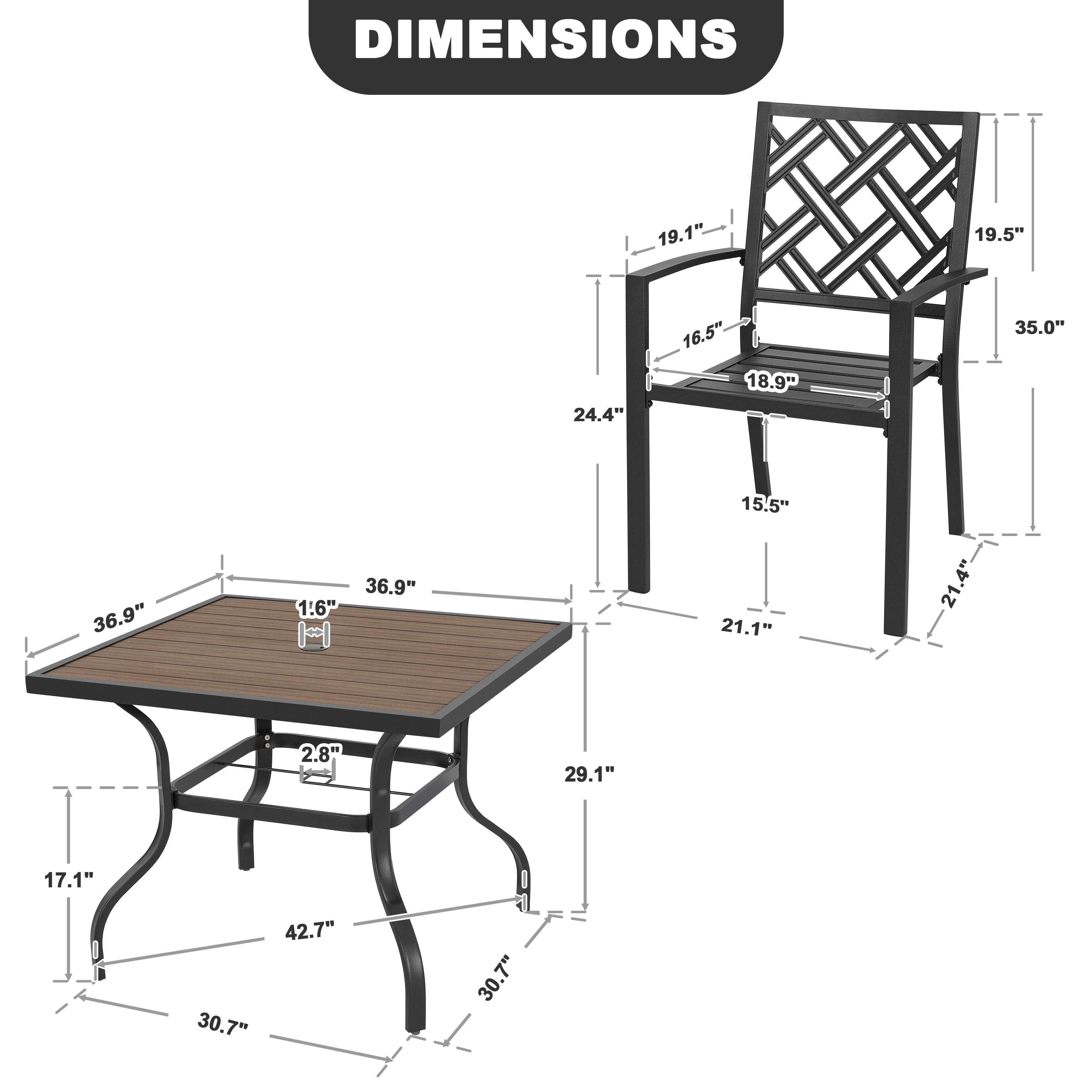 DIMENSIONS

19.1" 19.5" 24.4" 16.5" 18.9" 35.0" 15.5" 36.9" 1.6" 36.9" 21.1" 21.4" 2.8" 29.1" 17.1" 30.7" 42.7" 30.7"