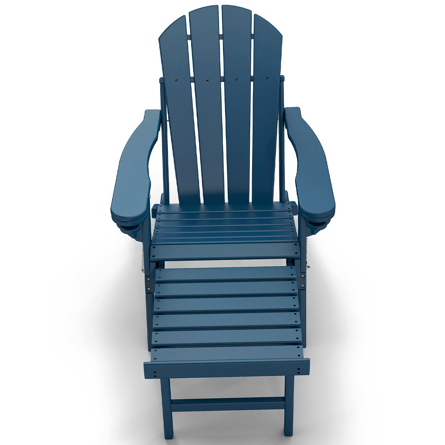 Left. FODINGHILL - Set of 2 HDPE Adirondack Chairs with Ottomans - Blue.
