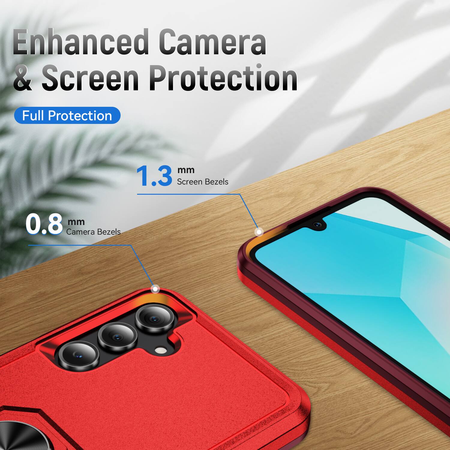 Enhanced Camera & Screen Protection  
Full Protection  
1.3 mm Screen Bezels  
0.8 mm Camera Bezels