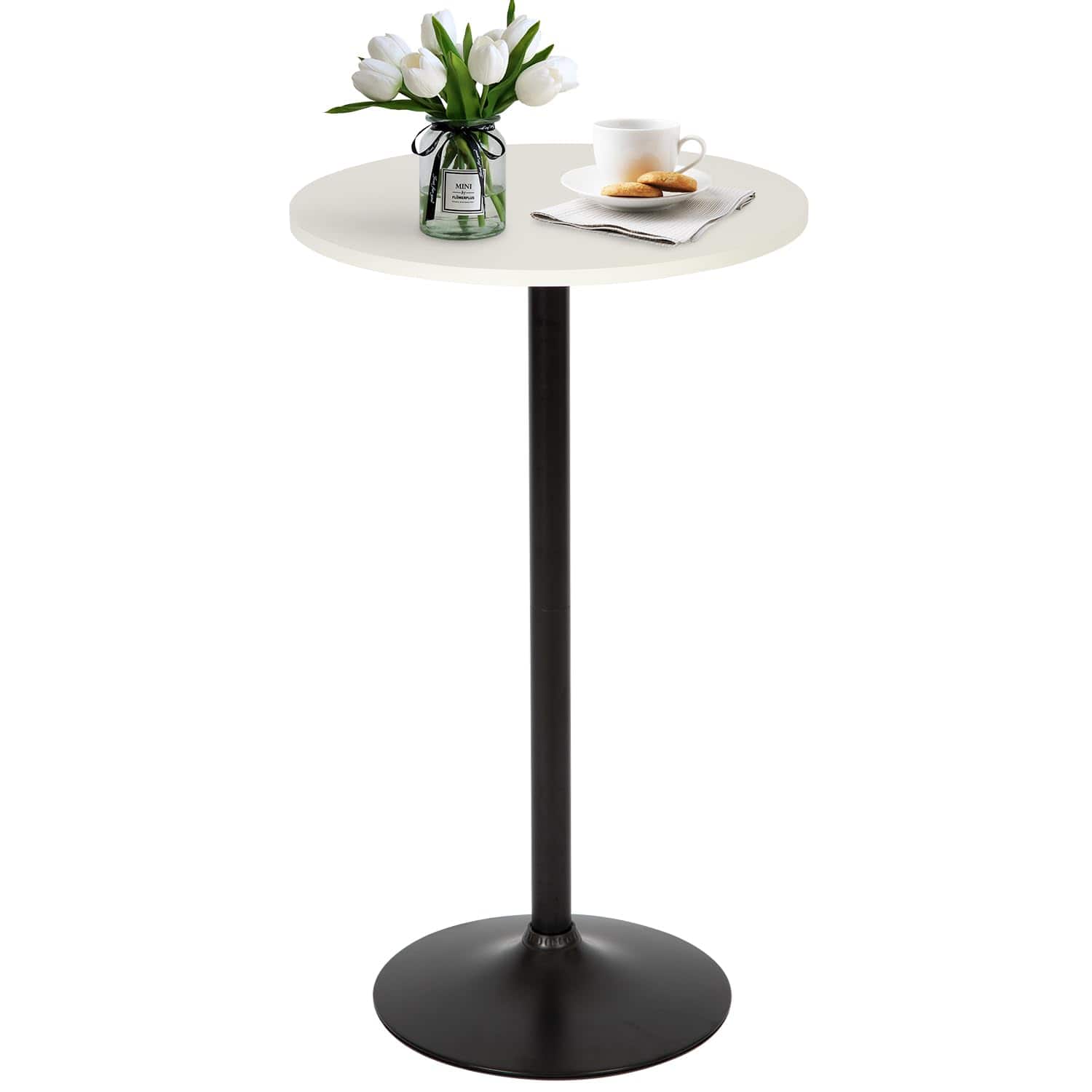 JETRANSPORT - Bistro Pub Table 40 Inch Height Cocktail Round Bar For Home And Kitchen Dining SIZE AND STYLE :bar table is a - White 1