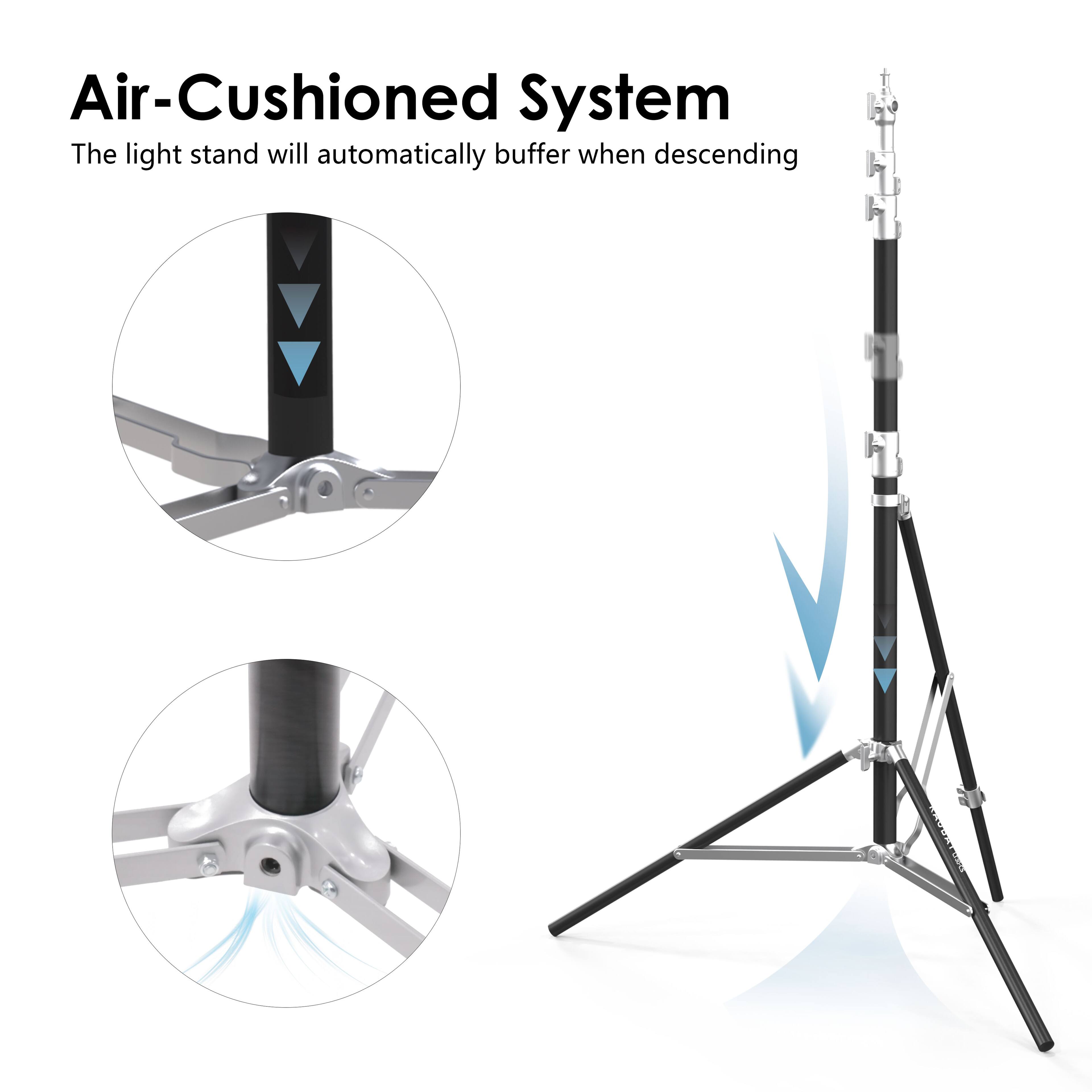 Air-Cushioned System  
The light stand will automatically buffer when descending