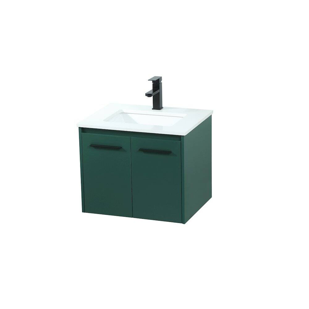 Alt View 4. Elegant Kitchen and Bath - 24 Inch Single Bathroom Vanity In Green - Green.