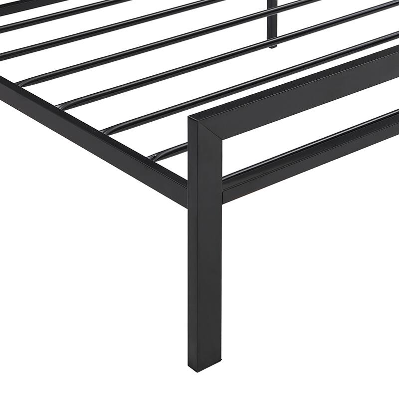 Alt View 4. LUCKY ONE - Twin Size Metal Bed Frame with Headboard - Black.