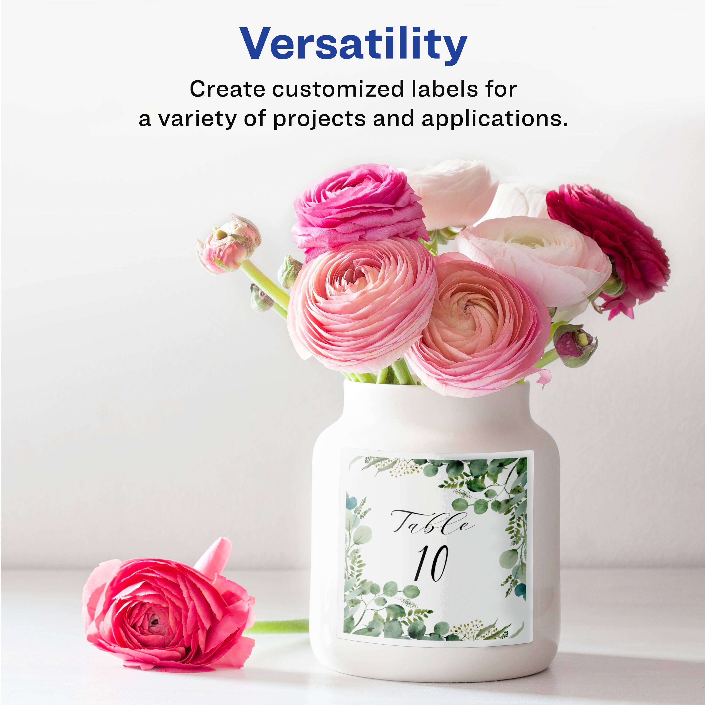 Versatility

Create customized labels for a variety of projects and applications.

Table 10