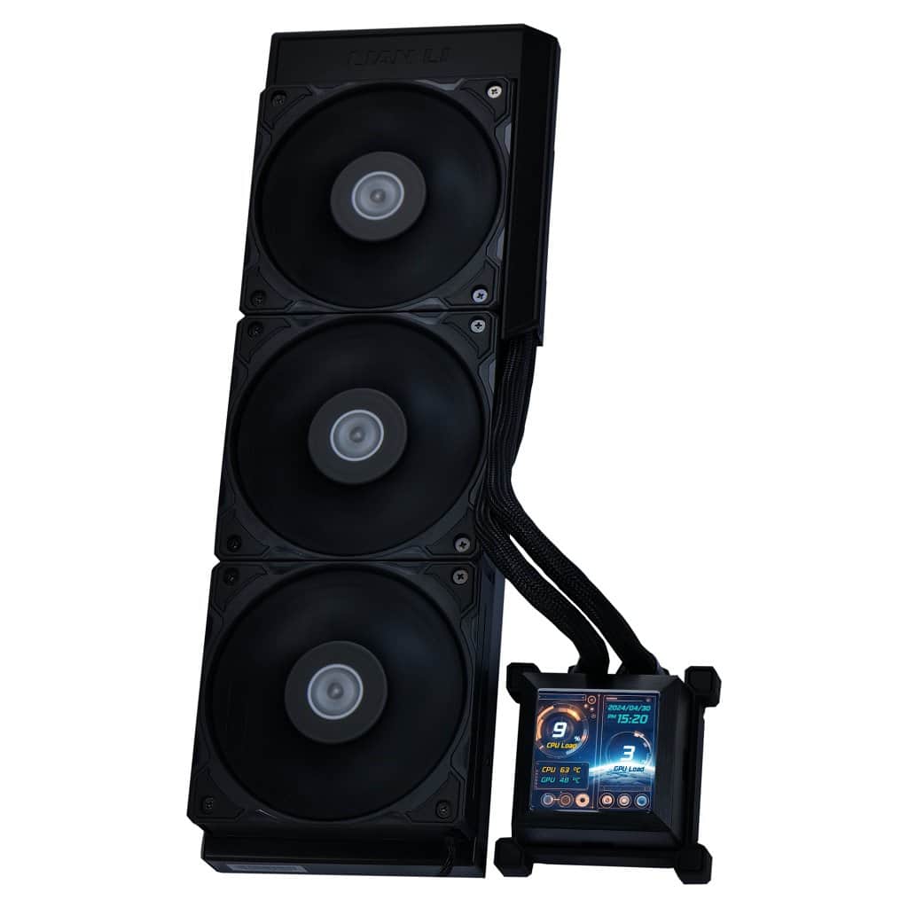 Lian Li - Hydroshift 360 AIO- Pre-installed 3 x 28MM fans - Side-mounted coolant pathway - 2.88 inch LCD Screen - Black