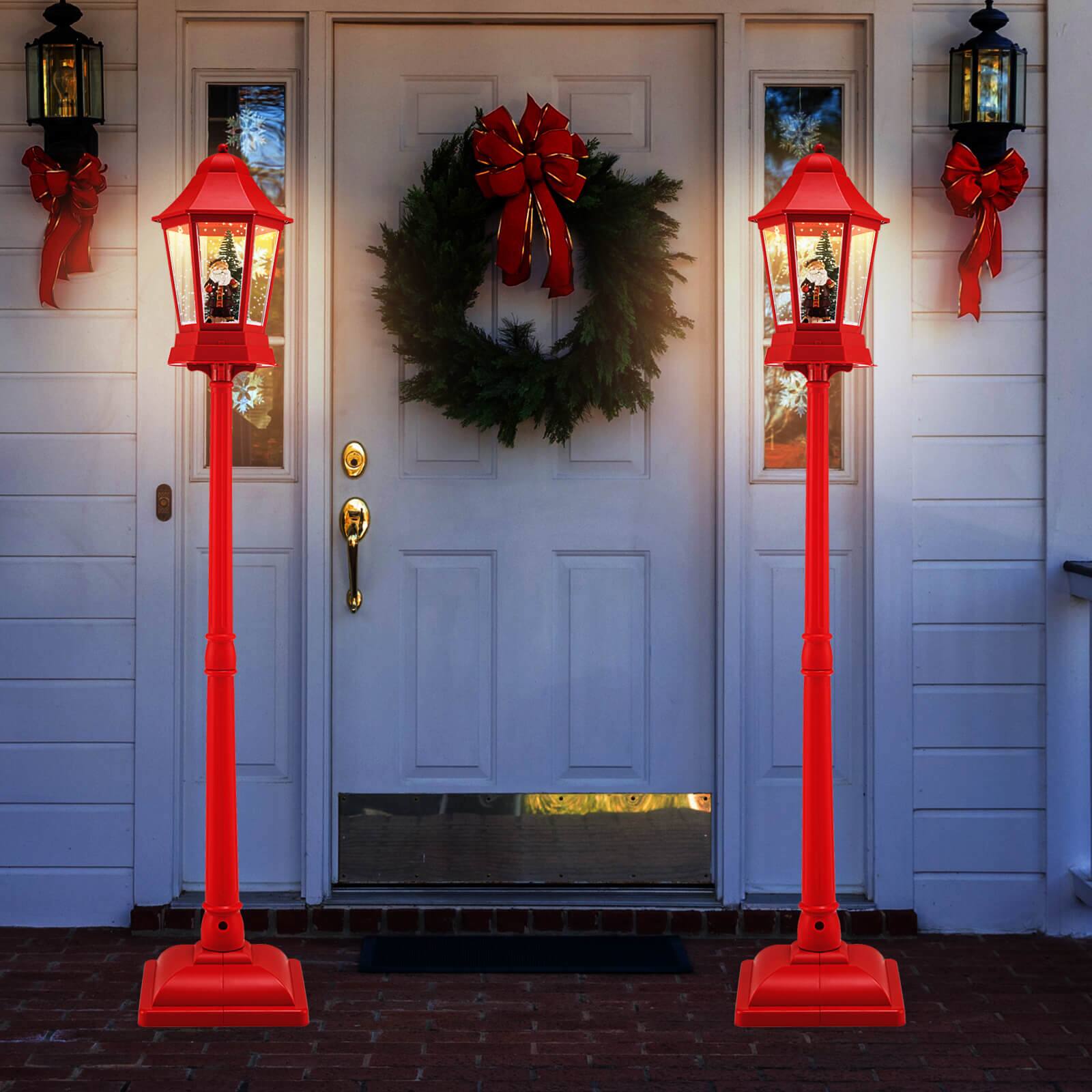Alt View 3. Costway - Costway 5.3 Ft Musical Christmas Street Lamp with 8 Tunes, 60 LED Lights, Mute Mode - Red.