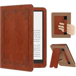Kitcheniva - 7" Kindle Paperwhite Case 12th/11th Gen 2024/2021 Foldable Stand Cover Vintage - Brown