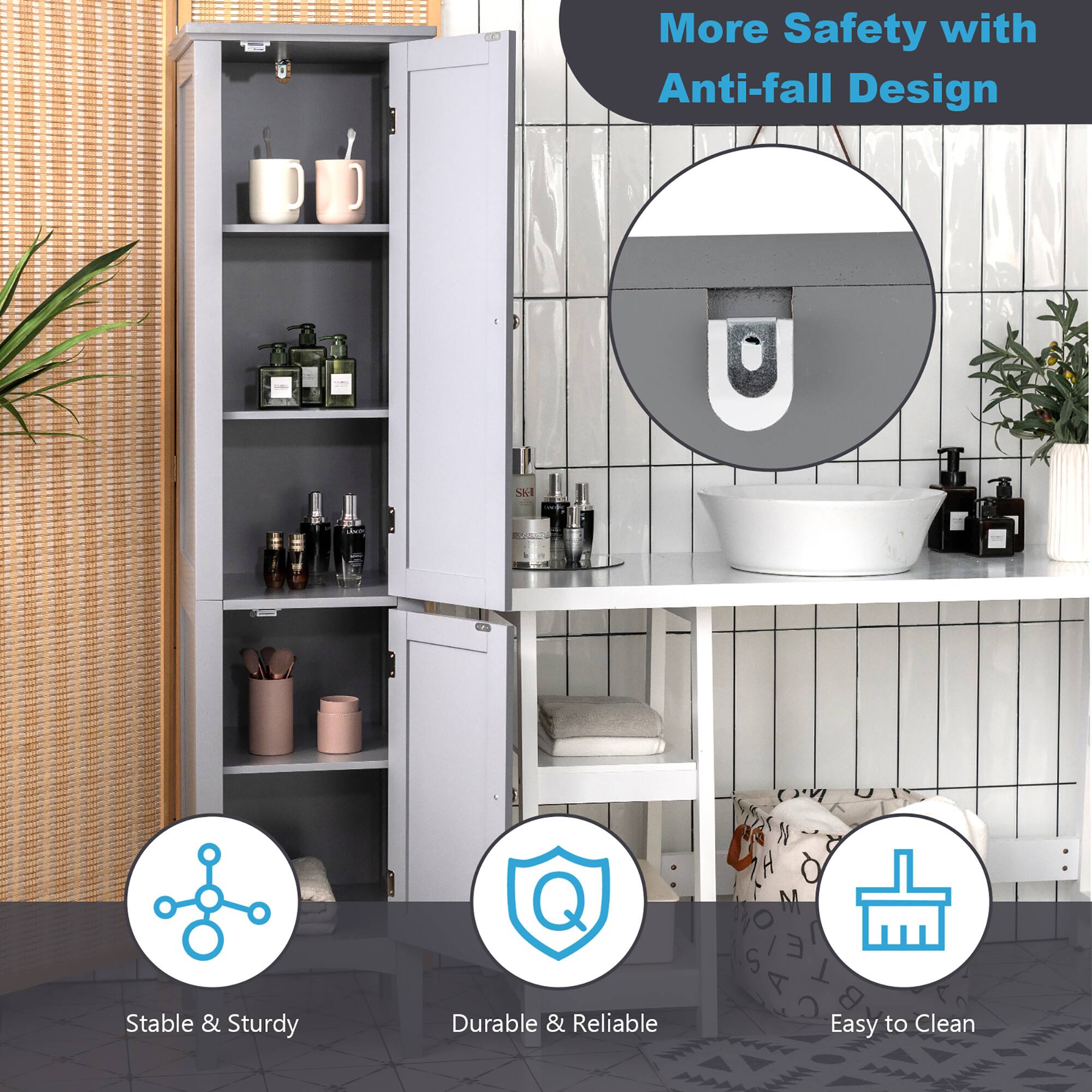 More Safety with Anti-fall Design, Stable & Sturdy, Durable & Reliable, Easy to Clean