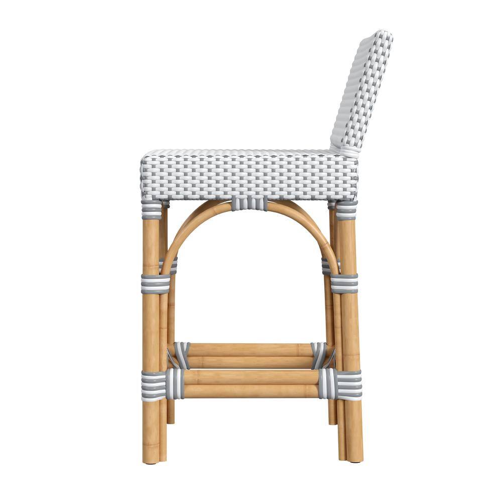 Alt View 2. Butler Specialty - Serienna Rectangular Rattan Low Back 24.5" Counter Stool - White And Gray.