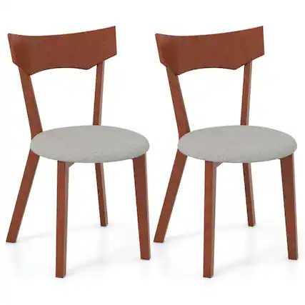Front. Kadyn - Dining Chairs, Kitchen Chairs Trattoria Chairs,Wooden Dining Chair Set of 2 with Rubber Wood Legs and Padded Seat - Gray.