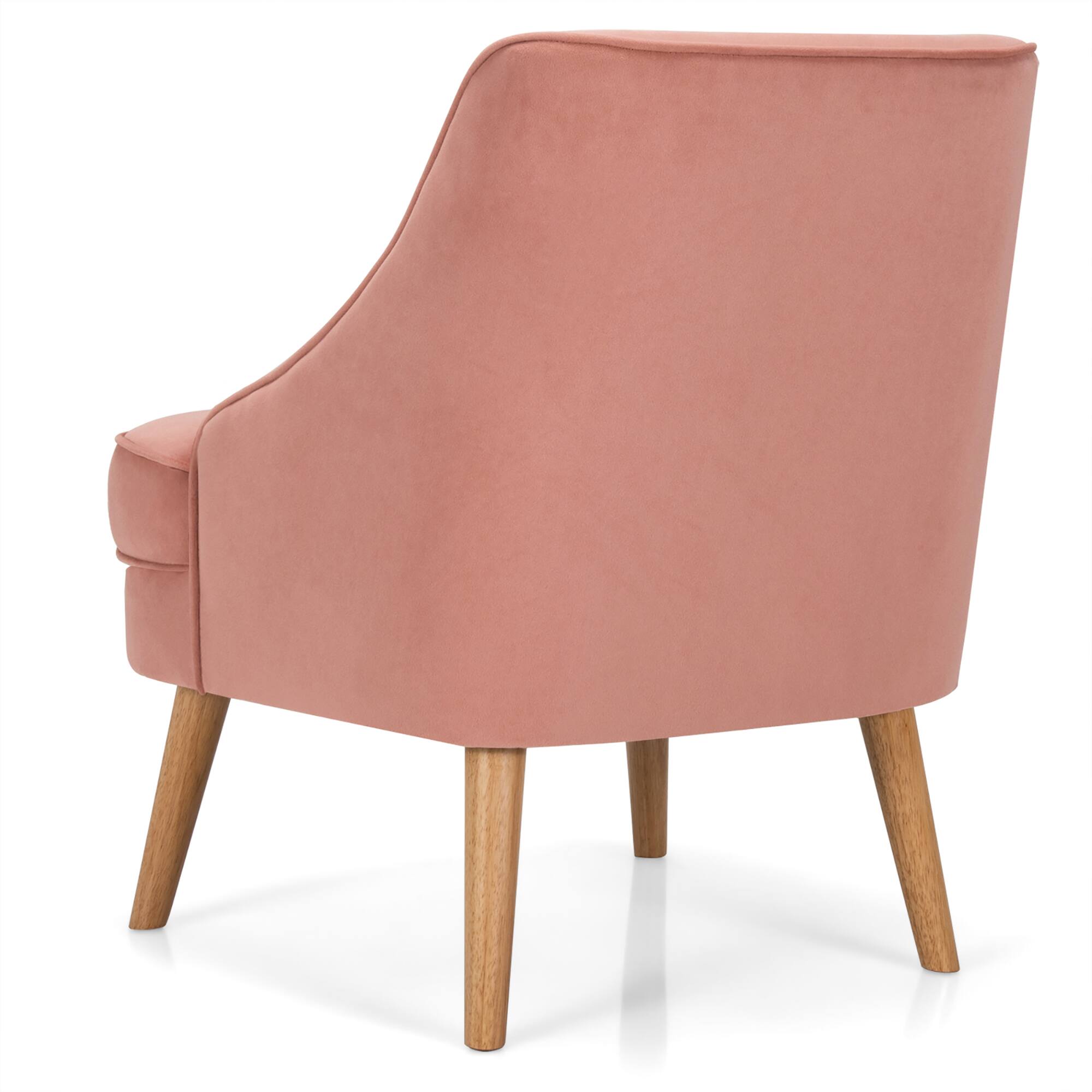 Alt View 19. Costway - Velvet Upholstered Accent Chair with Rubber Wood Legs - Pink.