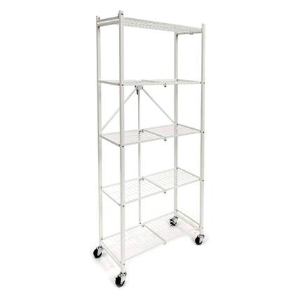 Front. Origami - Origami RPR Series 5 Shelf Slim Steel Pantry Rack Holds up to 100 Pounds, White - White.