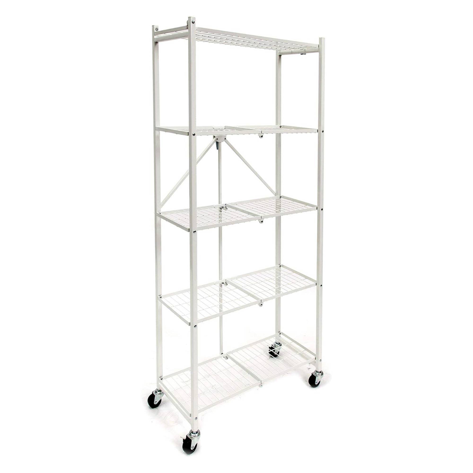 Origami - RPR Series 5 Shelf Slim Steel Pantry Rack Holds up to 100 Pounds - White