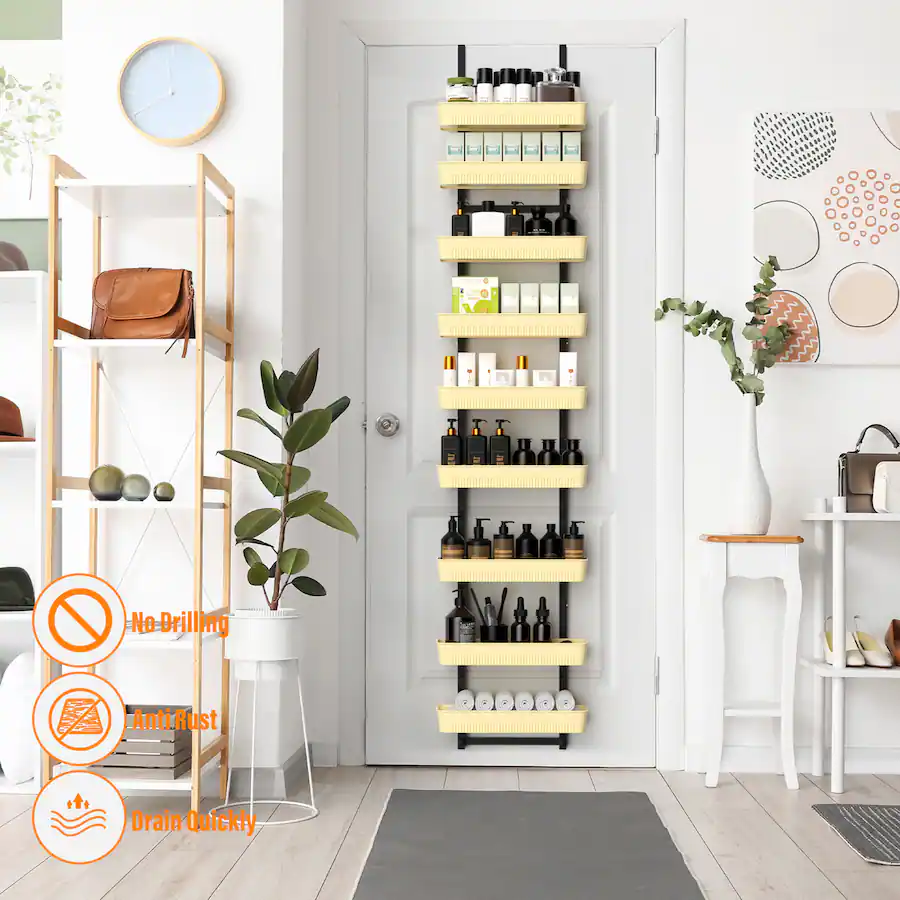 Obby Frame Oumilen Over the Door 9 Tier Hanging Organizer, 9 Removable Cream ...