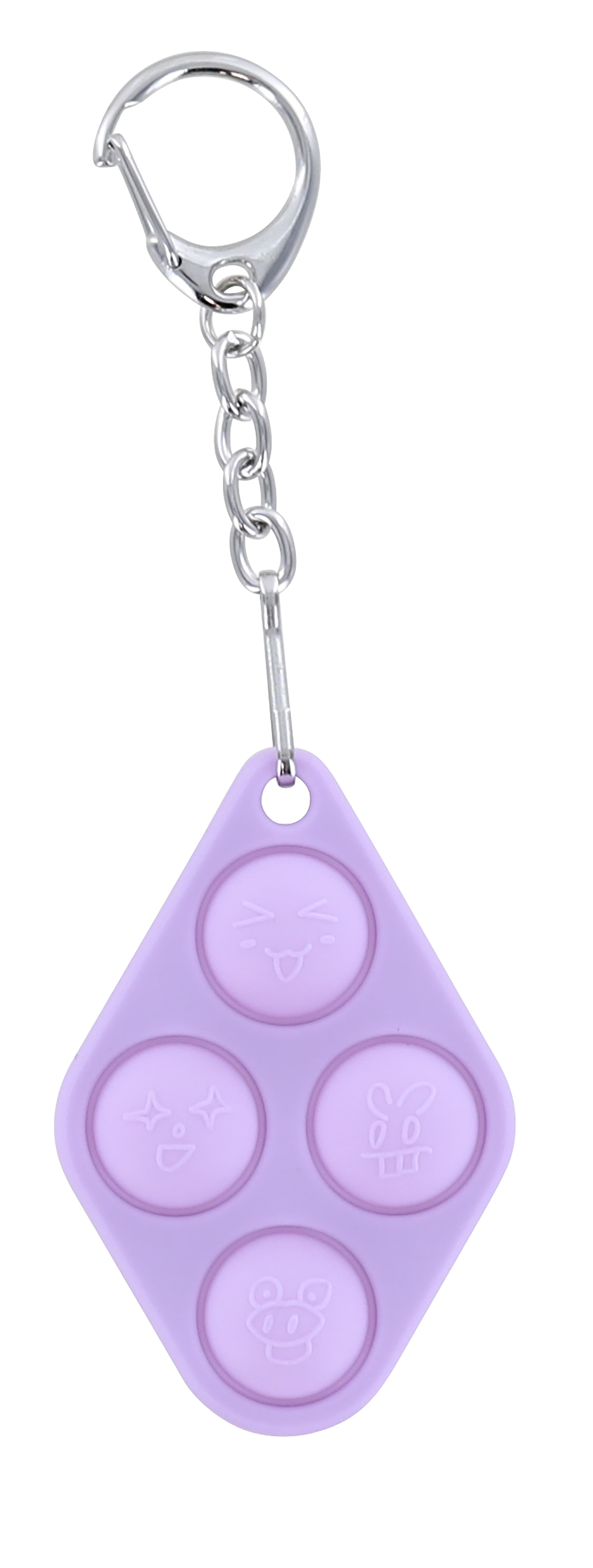 Front. Toynk - Pop Fidget Toy Purple 4-Button Silicone Keychain Accessory - Purple.