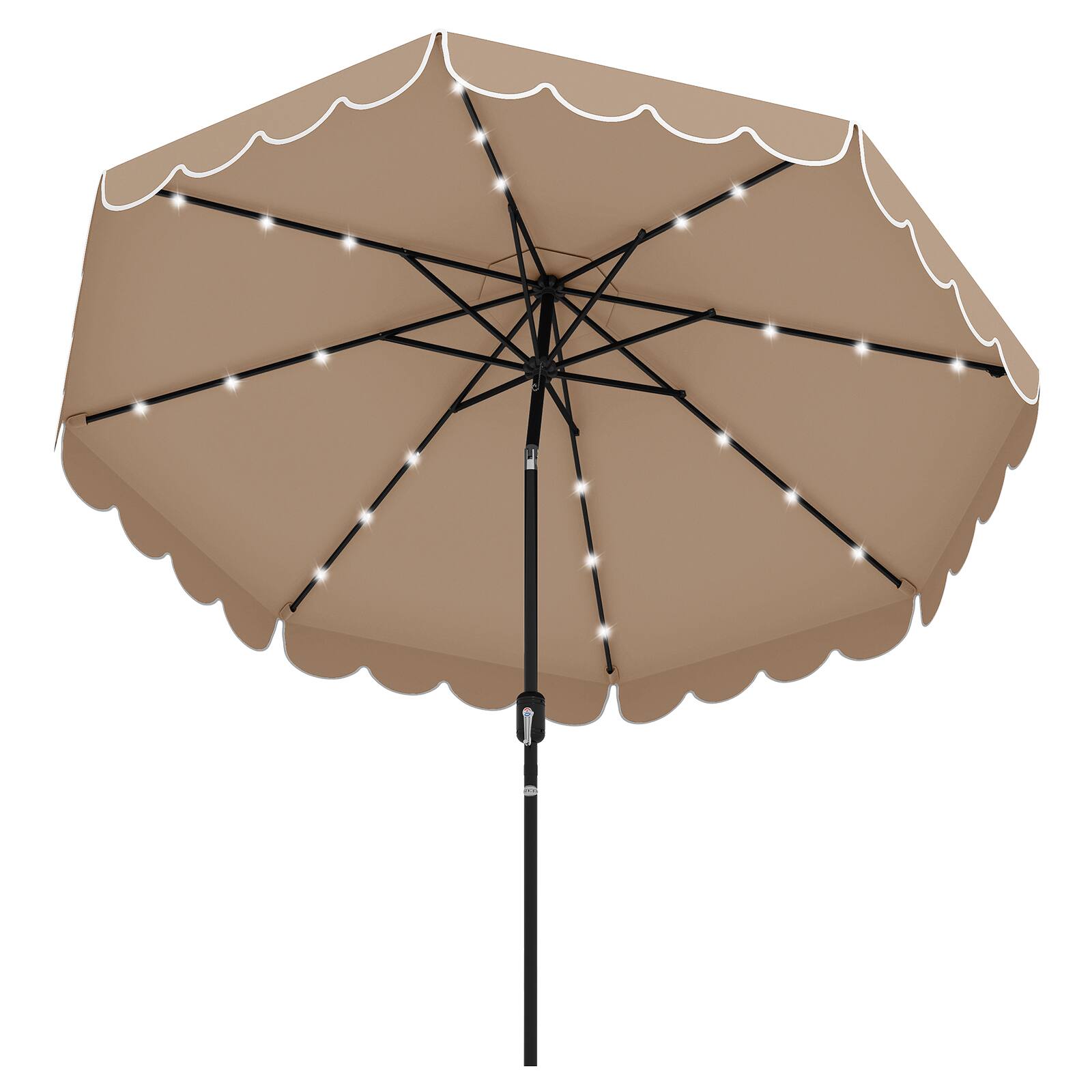 Alt View 9. Gymax - Gymax 10 FT Solar Patio Umbrella Outdoor Market Sunshade w/ 24 LED Lights Coffee - Coffee.