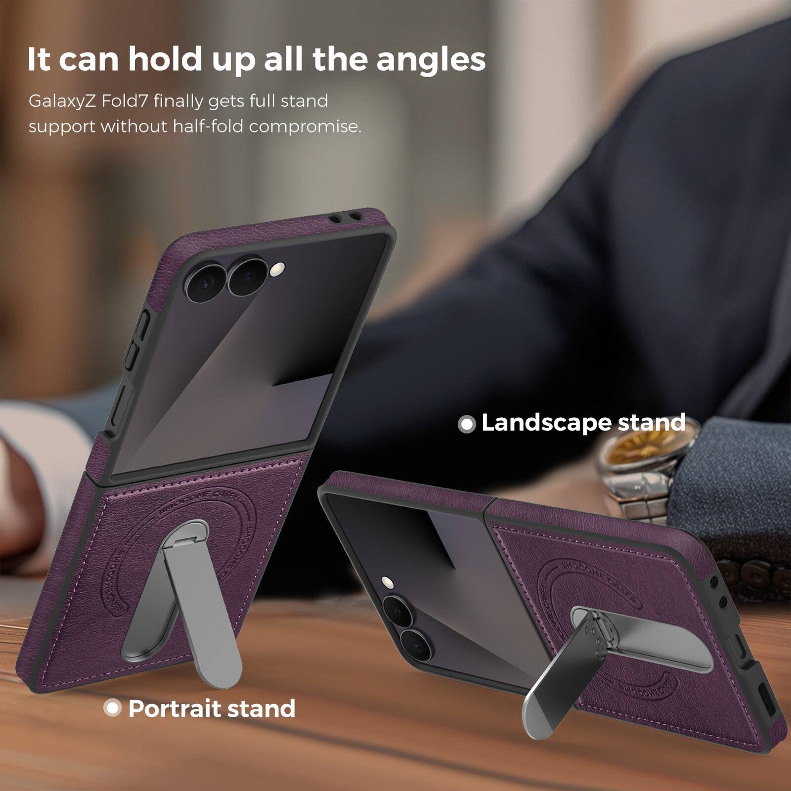 It can hold up all the angles

GalaxyZ Fold7 finally gets full stand support without half-fold compromise.

- Landscape stand
- Portrait stand