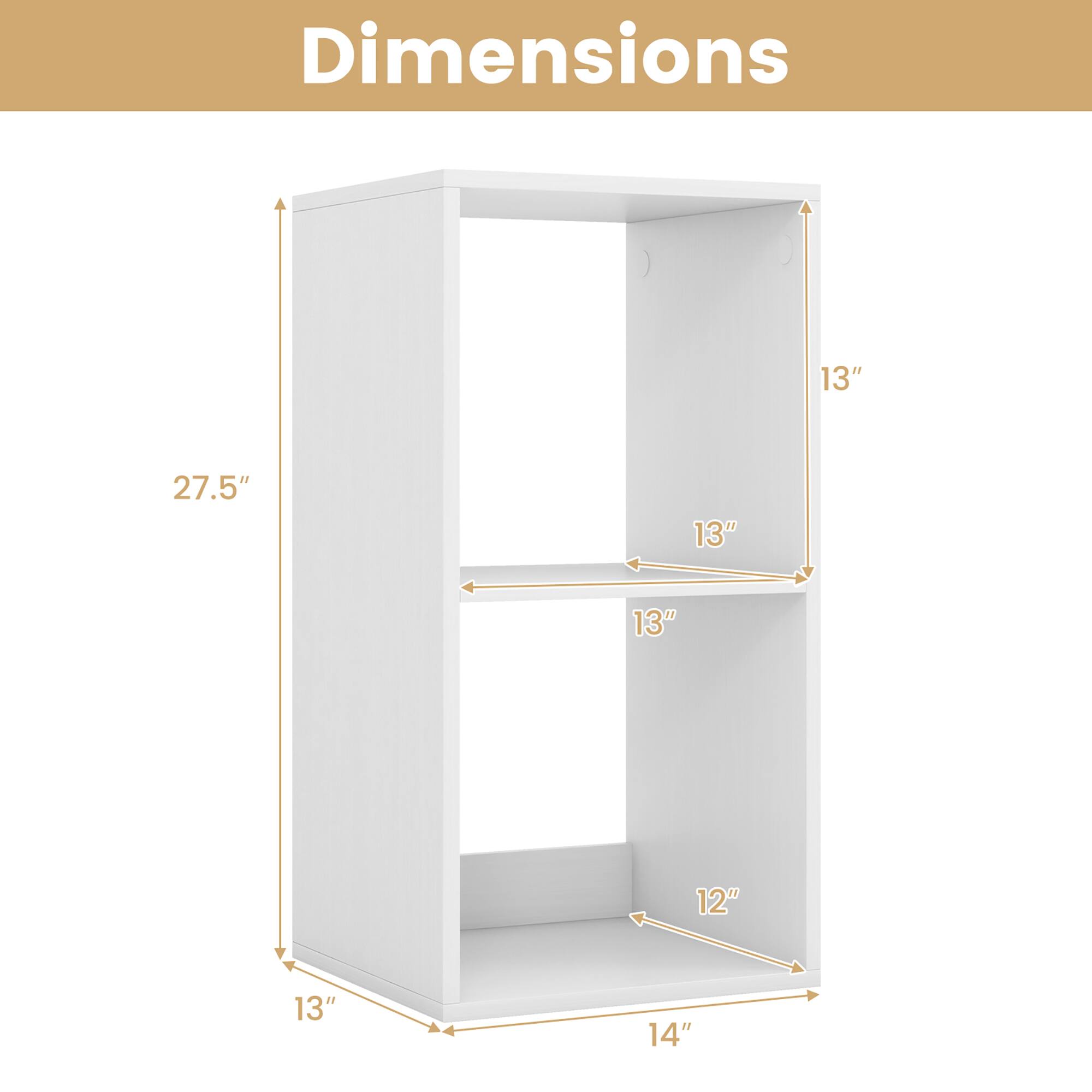 Dimensions: 13", 27.5", 13", 13", 12", 13", 14"