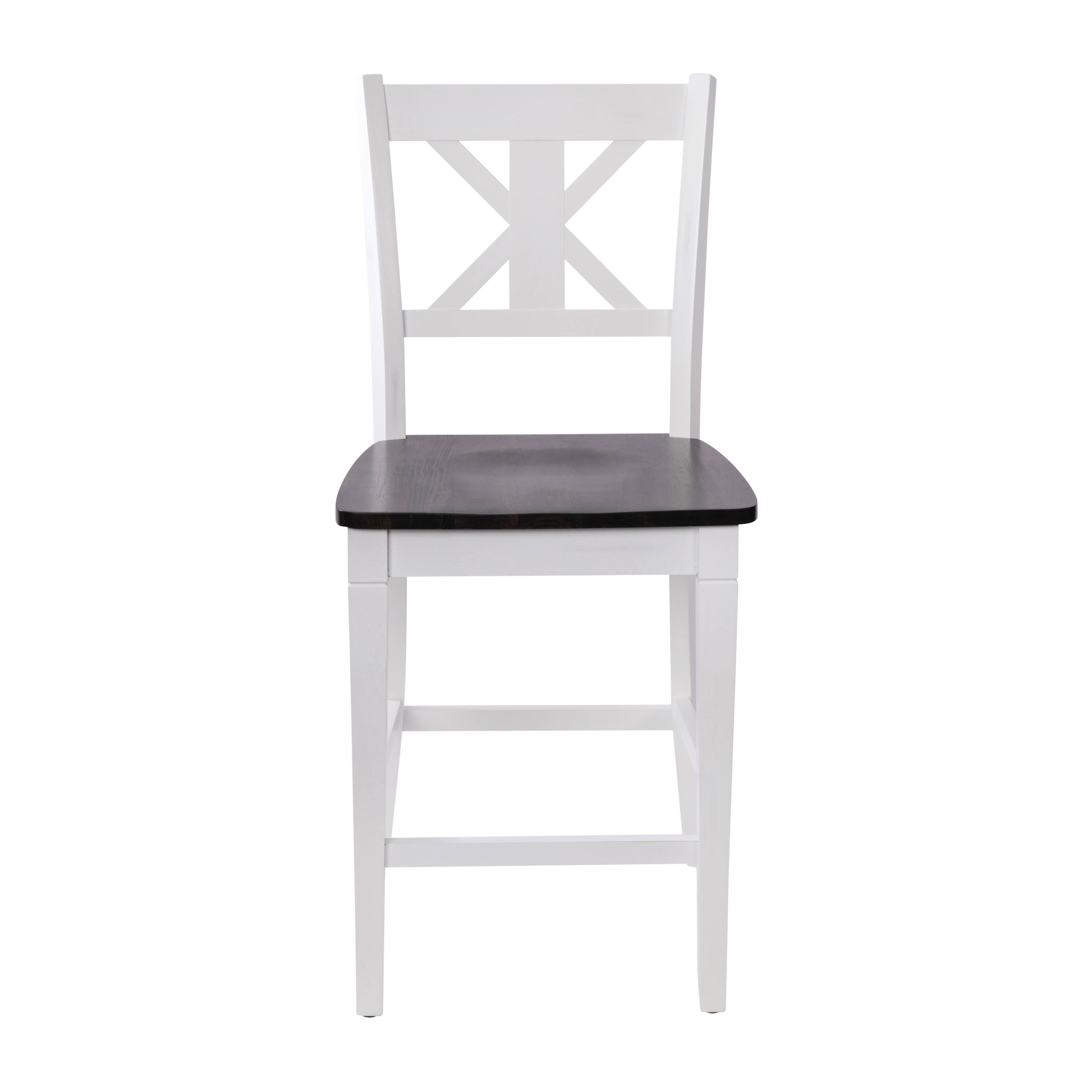 Alt View 10. Emma + Oliver - Lara Set of 2 Wooden Modern Farmhouse Bar Height Dining Stool with Decorative Carved Backrest and Wood Seat - White Wash.