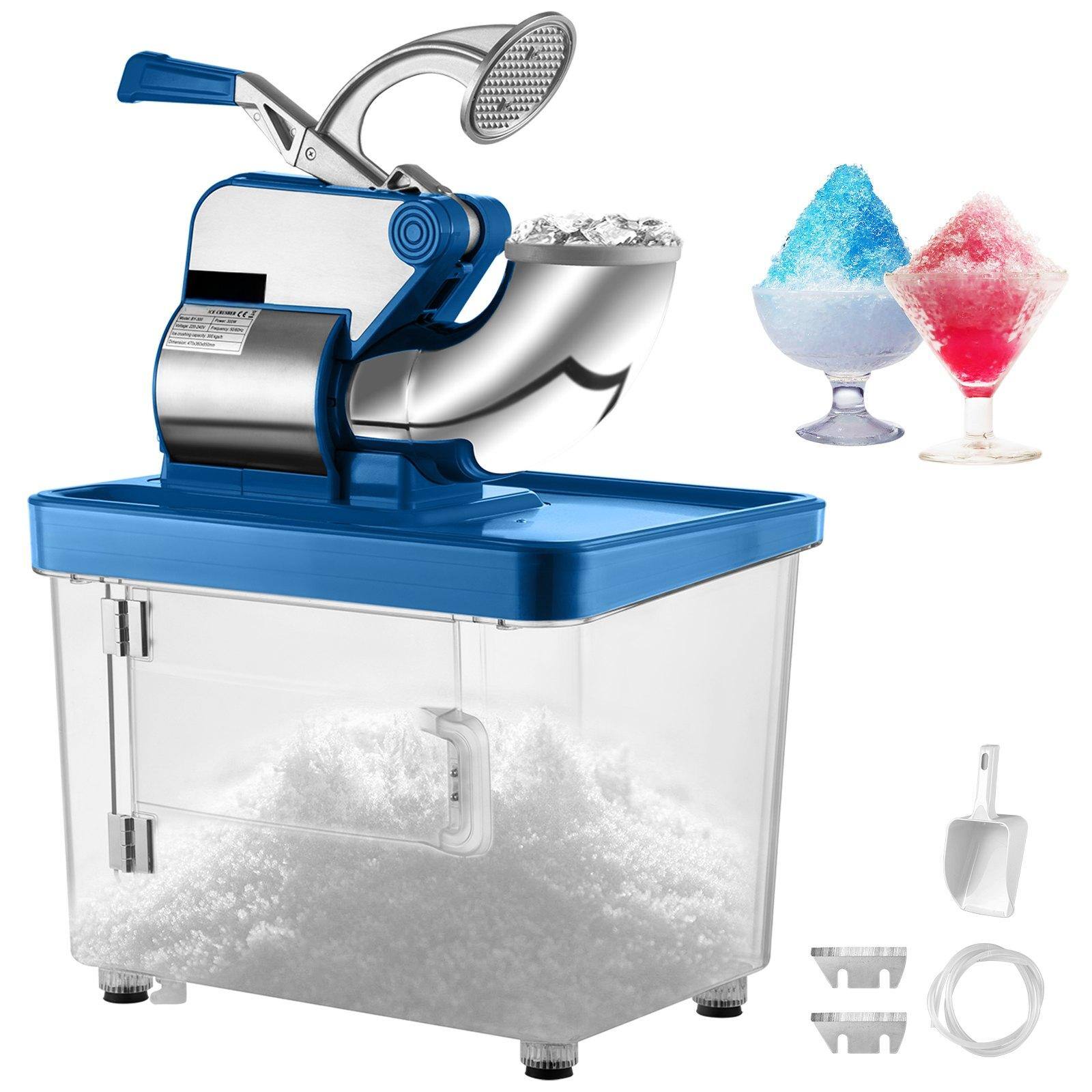 Alt View 7. Glintex - Commercial Electric Ice Shaver 440 lbs/hr, Dual-Blade Stainless Steel Snow Cone Machine for Schools, Cafes & Events - Blue.