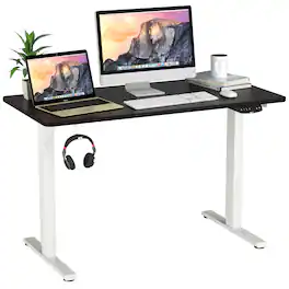Costway - 48" x 24" Electric Adjustable Standing up Desk Dual Motor w/ Controller - White,Black