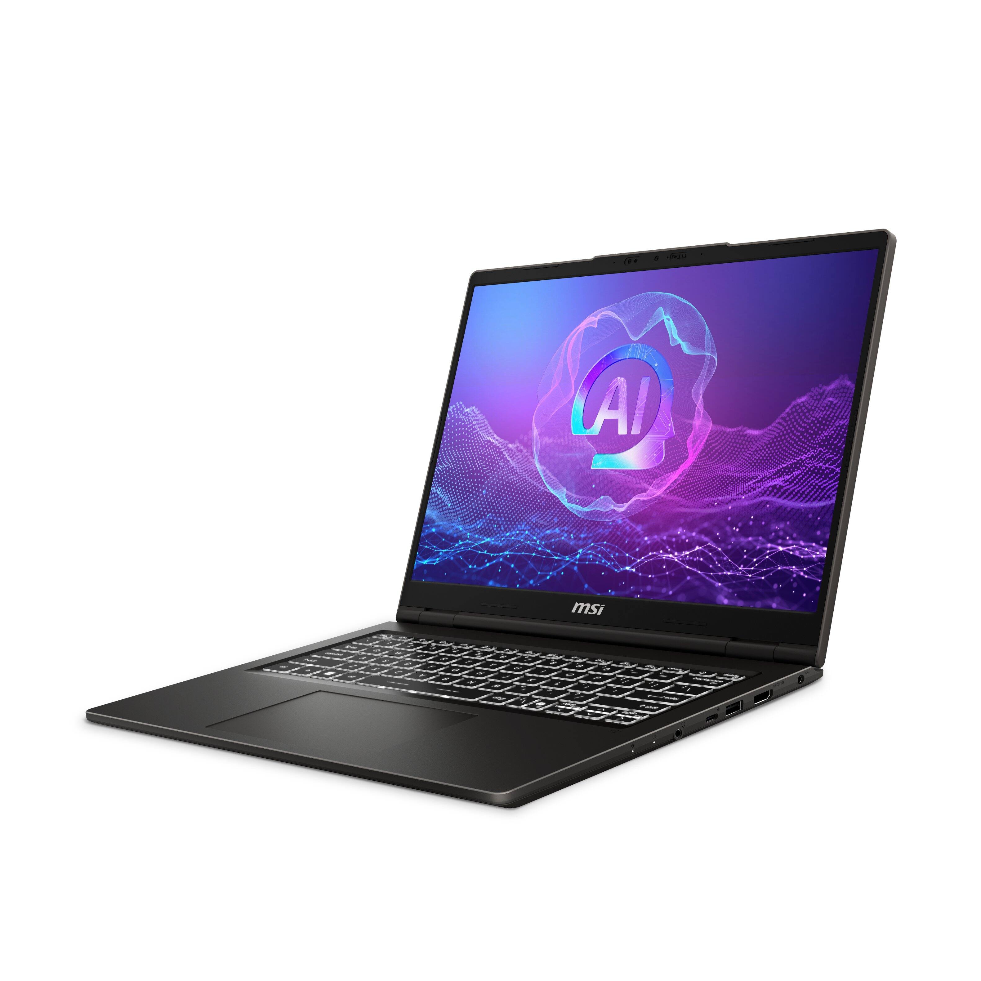 Angle. MSI - MSI Venture A14 AI+ 14” FHD+ Touchscreen Laptop - AMD Ryzen AI 5 340 2025 - AMD Radeon Graphics 16GB RAM  512GB Storage - Solid Gray.