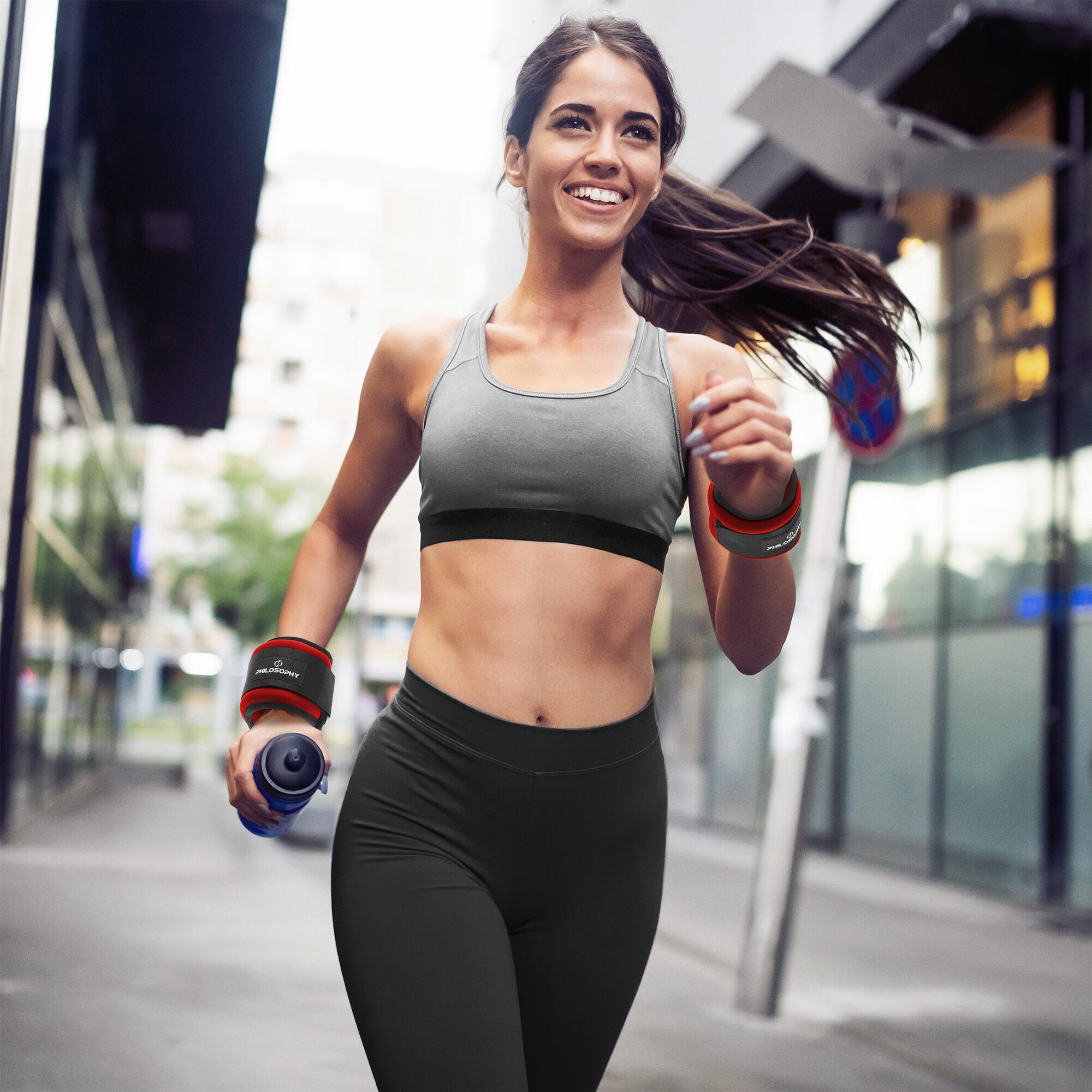 Alt View 3. Philosophy Gym - Ankle/Wrist Weights Set for Training and Fitness - Red.