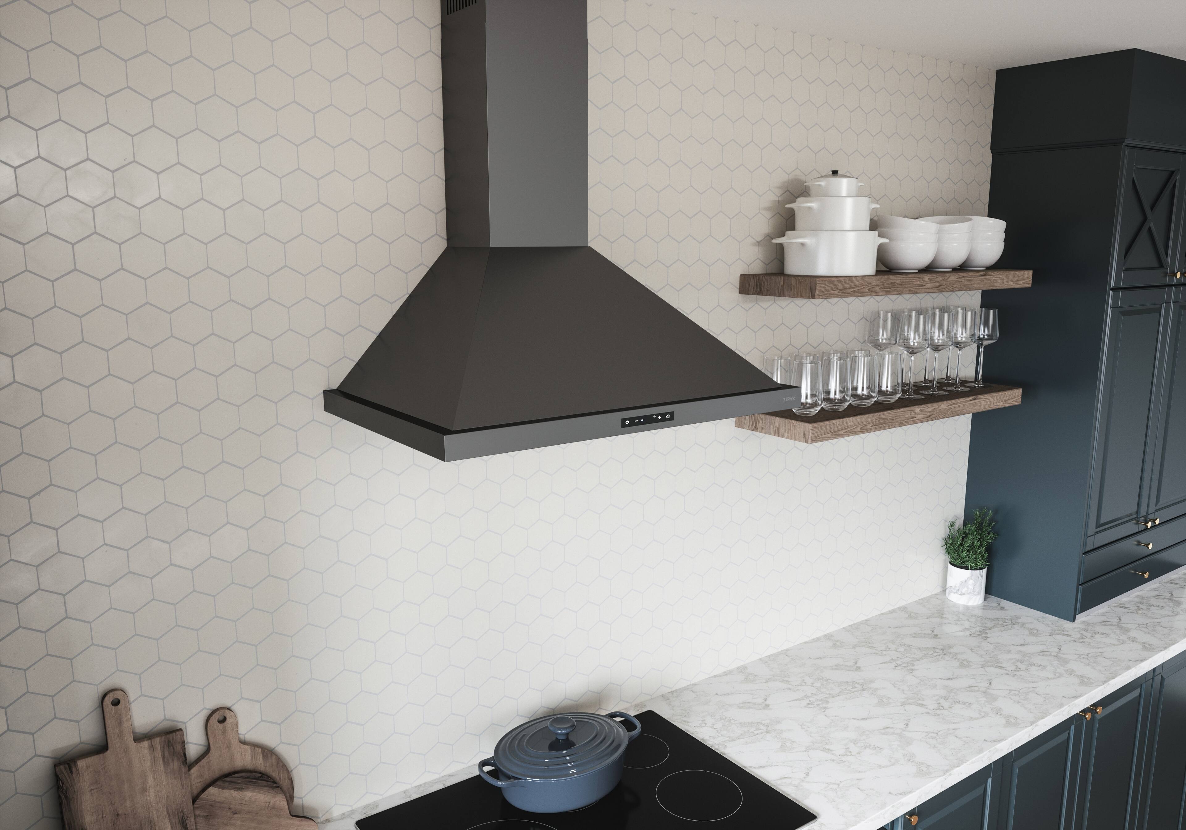 Alt View Zoom 14. Zephyr - 30 inches - Convertible - Wall Range Hood - Black Stainless Steel.