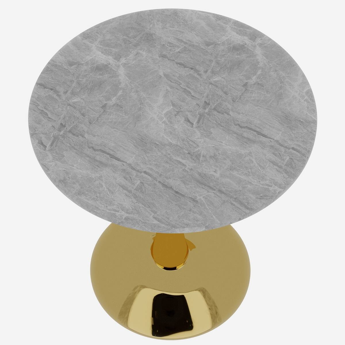 Alt View 4. Loheer - Loheer Round Gold Coffee Table with Marble Effect Tabletop, 27.6-Inch Mid-Century Modern Living Room Table - Gold and light gray.
