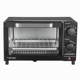 Loheer - 4 Slice Countertop Toaster Oven Space Saving Small Baking Oven For 9-Inch Pizza Toast Bake Broil - Black
