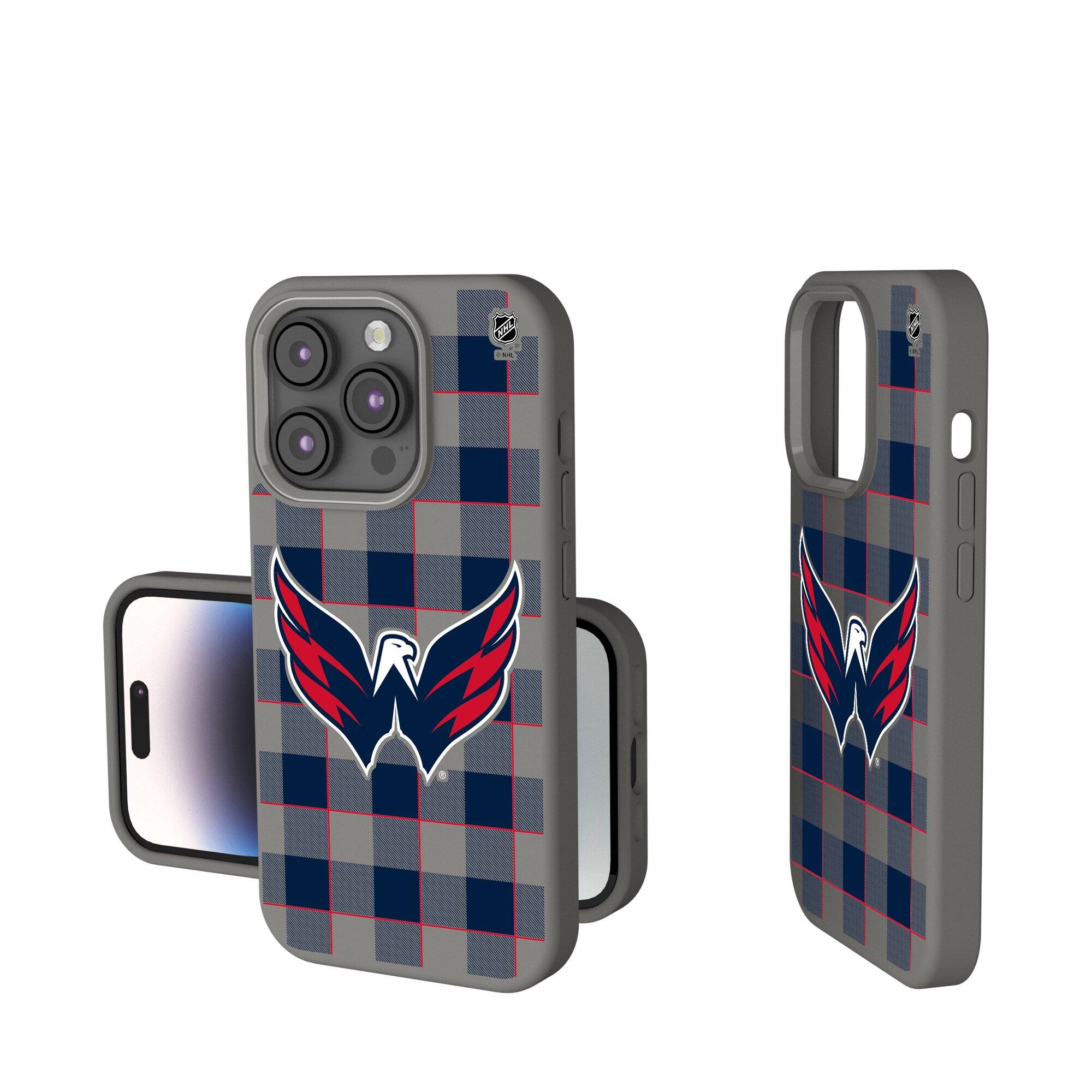 Front. Keyscaper - Washington Capitals Plaid Soft Touch iPhone Case - 14 Pro - Gray.