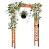 Front. Costway - Arbor Over 7FT High Wooden Garden Arch Trellis Pergola Outdoor Patio Plant - Yellow.
