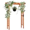 Costway - Arbor Over 7FT High Wooden Garden Arch Trellis Pergola Outdoor Patio Plant - Yellow