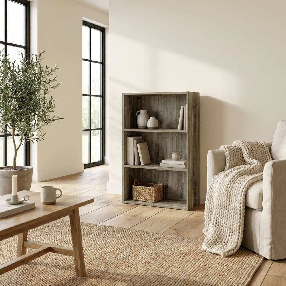 Left. FurniFact - Wooden Bookcase with Adjustable Shelf and Modern Design for Living Room - Sonoma Oak.