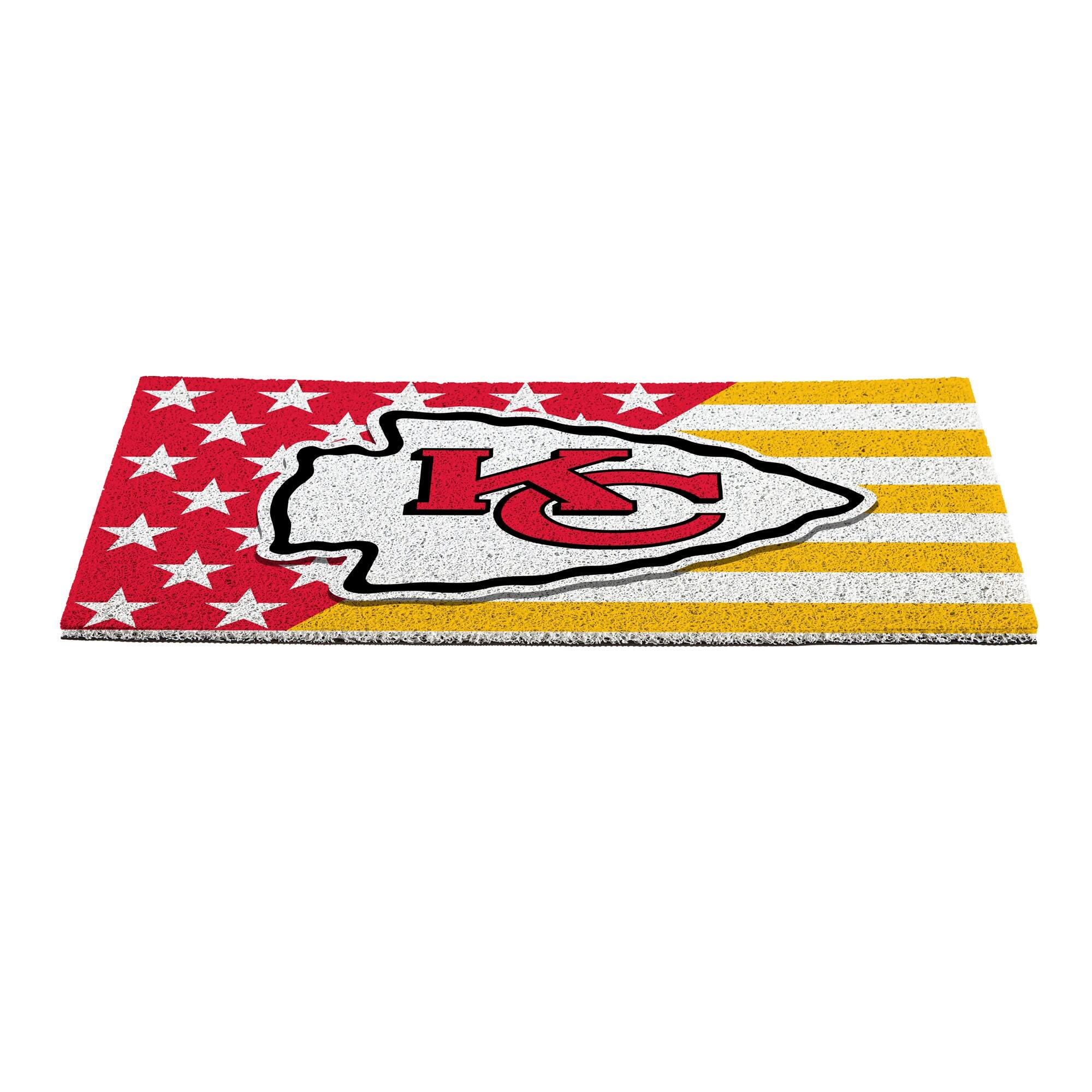 Alt View 1. Evergreen Enterprises - Kansas City Chiefs 16" x 28" Stars & Stripes Patriotic Turf Mat - Multicolor.