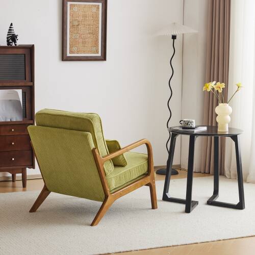 Alt View 7. Winado - Upgraded Corduroy Upholstered Solid Wood Reading Arm Accent Chair with Lumbar Pillow for Living Room Bedroom Guest Room - Green.