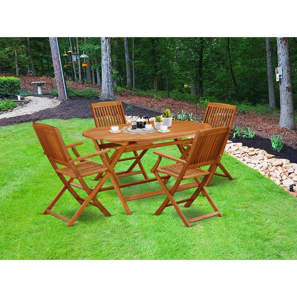 Alt View 1. East West Furniture - Wooden Patio Set Natural Oil - Brown.