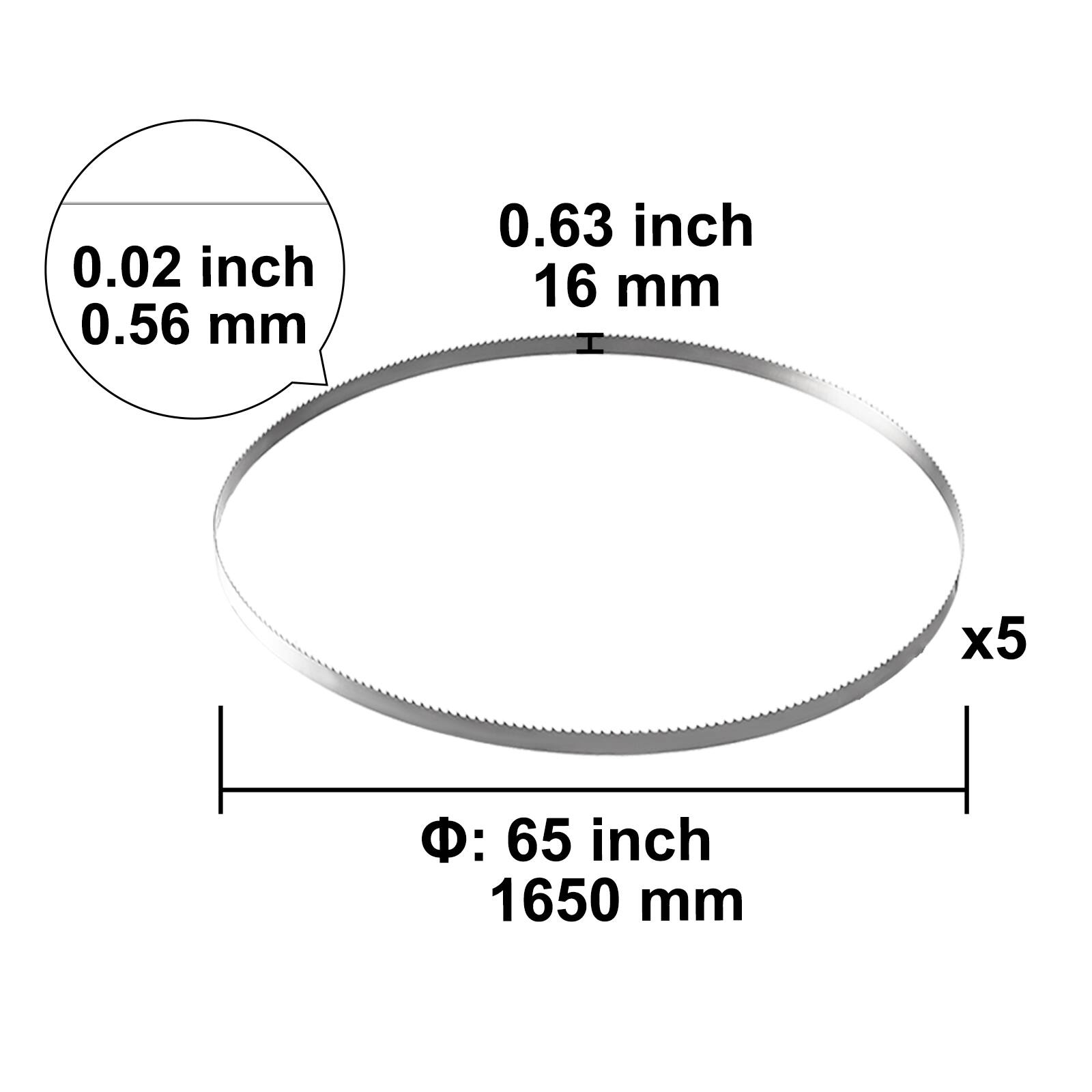 0.02 inch 0.56 mm  
0.63 inch 16 mm  
Φ: 65 inch 1650 mm  
x5