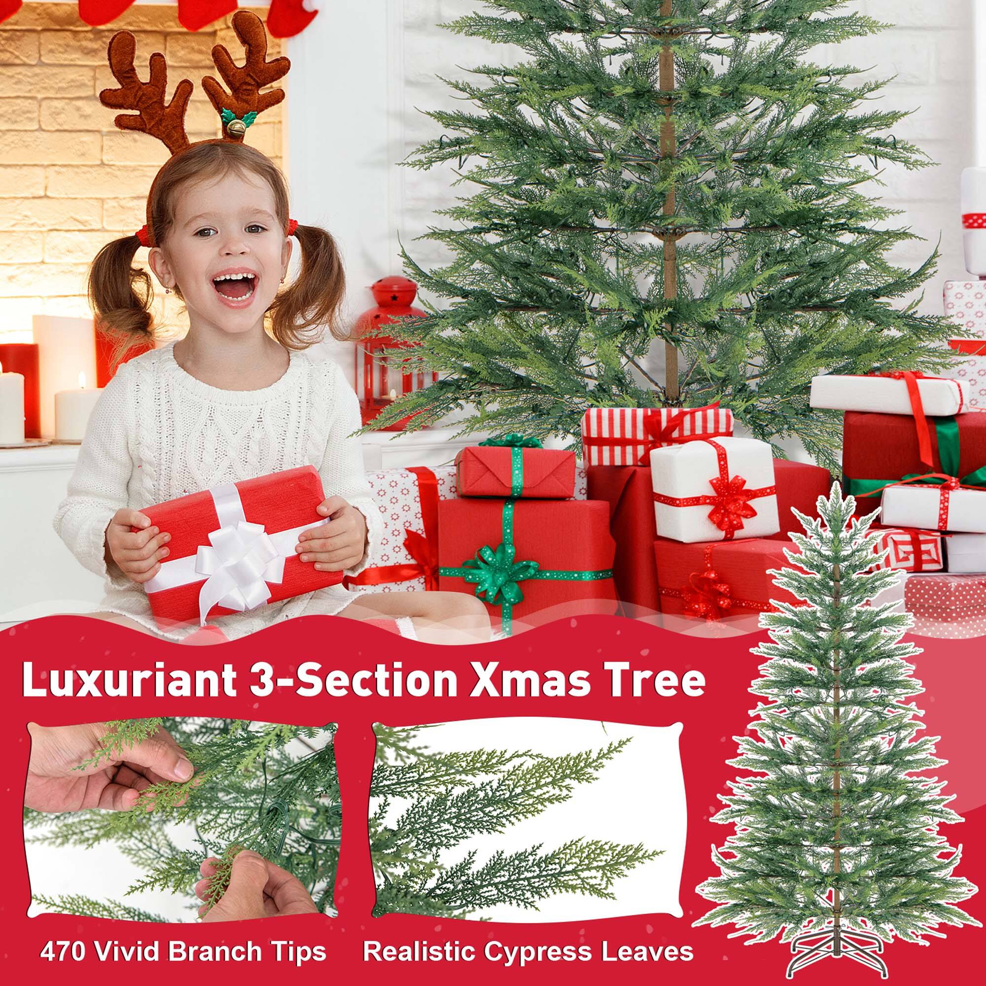 Luxuriant 3-Section Xmas Tree 470 Vivid Branch Tips Realistic Cypress Leaves