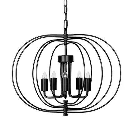 Front. Oumilen - 5-Light Tiered Globe Cage Chandelier.