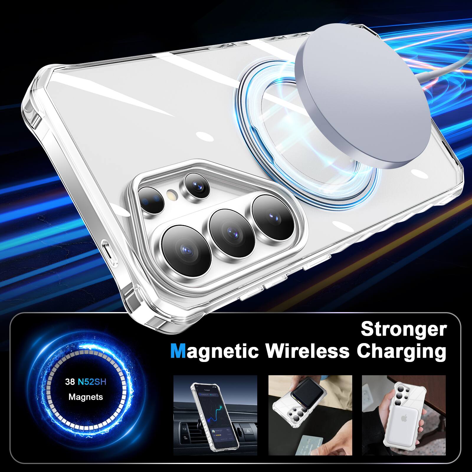 Stronger Magnetic Wireless Charging  
38 N52SH Magnets