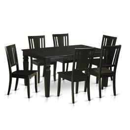 East West Furniture - 7 PC Dining room set for 6-Dinette Table and 6 Kitchen Dining Chairs - Black