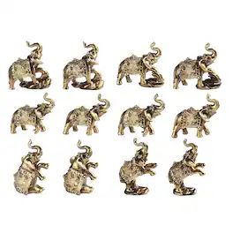 FC Design - 12-PC Mini Thai Elephant in Figurine Set Office Desk Tabletop Home Decor Gift - Multi-Color