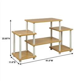 FurniFact - Beech and White No Tools Entertainment Center with Modern Design - Beech/White