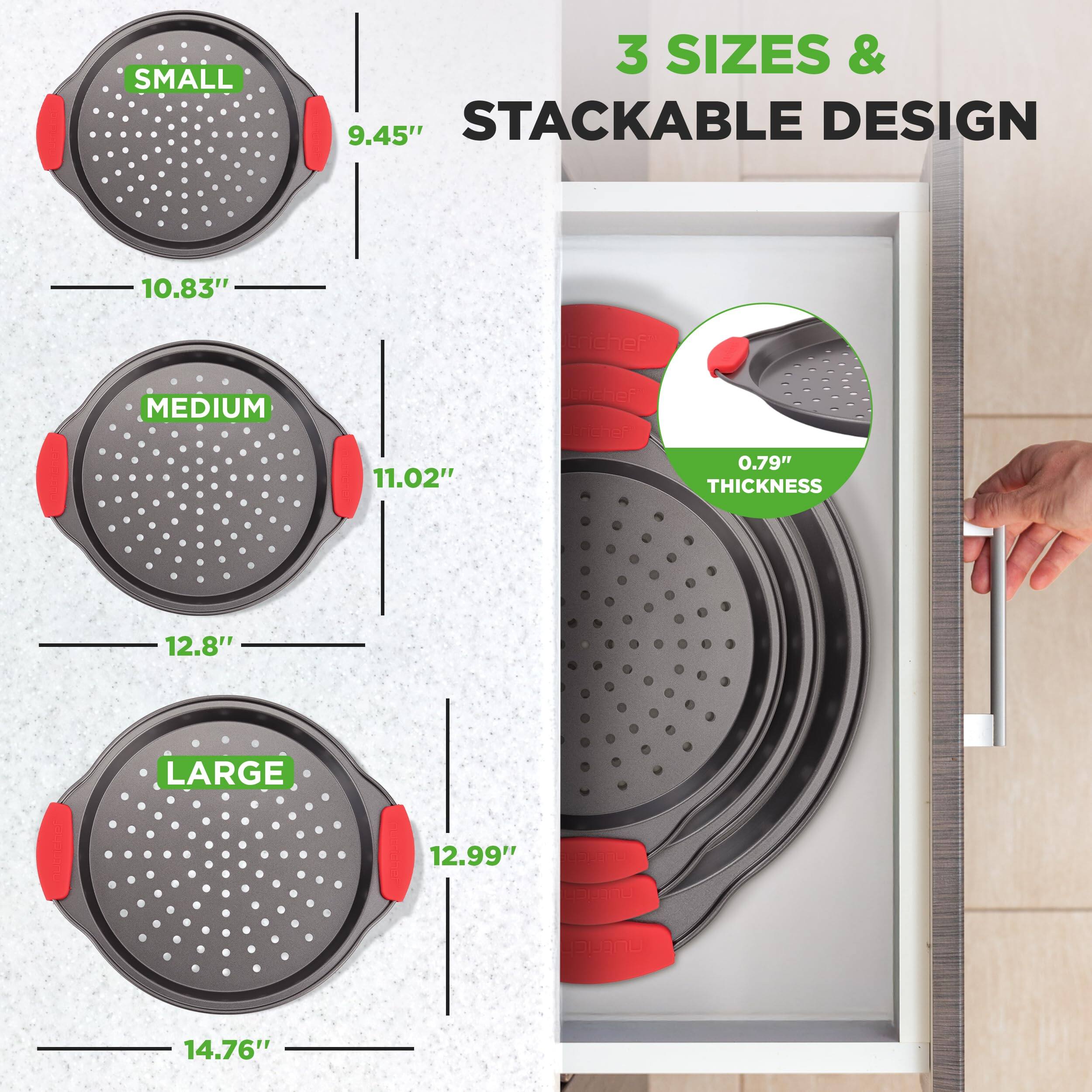 SMALL 3 SIZES & 9.45" STACKABLE DESIGN 10.83" MEDIUM 11.02" 0.79" THICKNESS 12.8" LARGE 12.99" 14.76"
